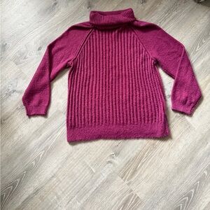 Free People Magenta Ribbed Turtleneck Sweater